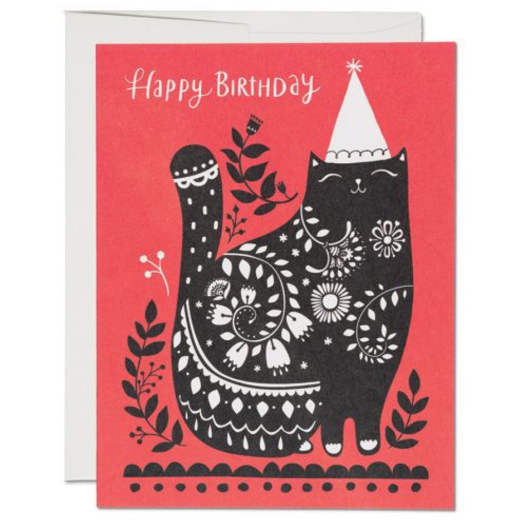 Black Cat Birthday Card.