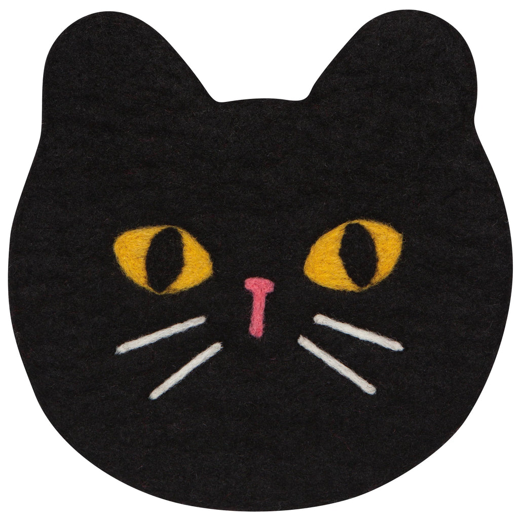 Black Cat Felted Wool Trivet.