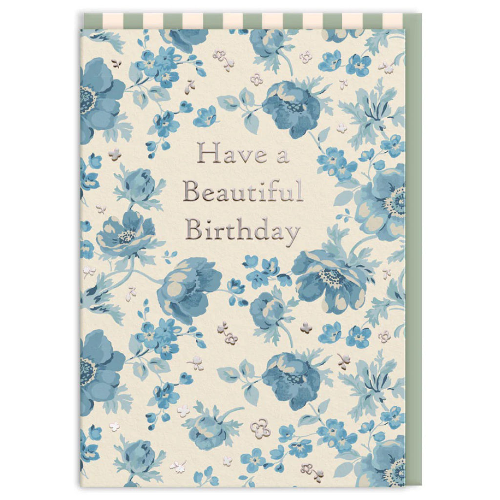 Blue Anenome Beautiful Birthday Card.