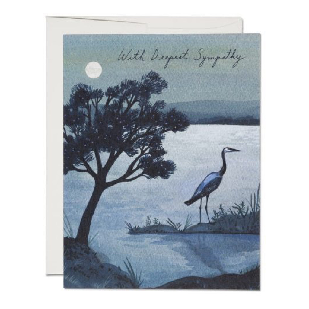 Blue Heron Sympathy Greeting Card.