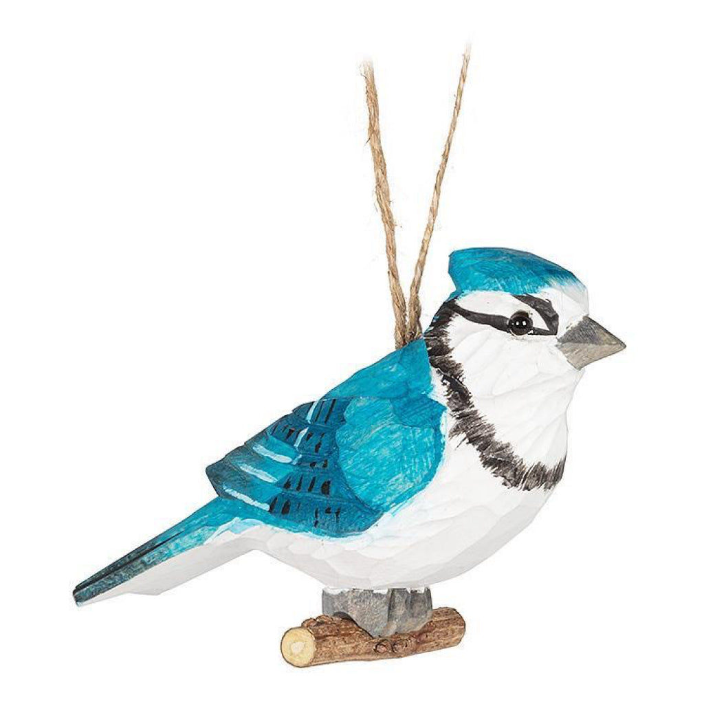 Blue Jay Carved Ornament.