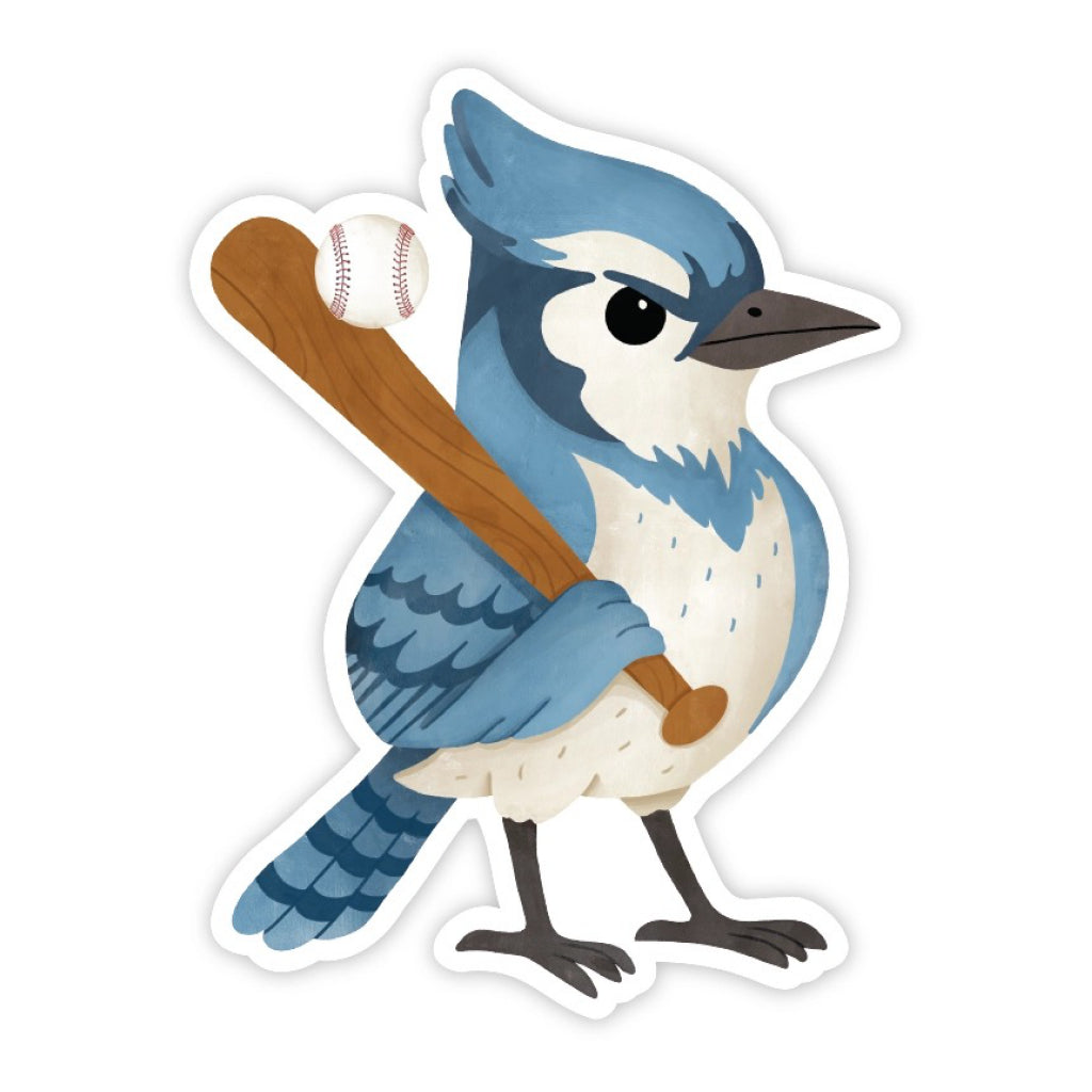 Blue Jay With Bat Sticker.