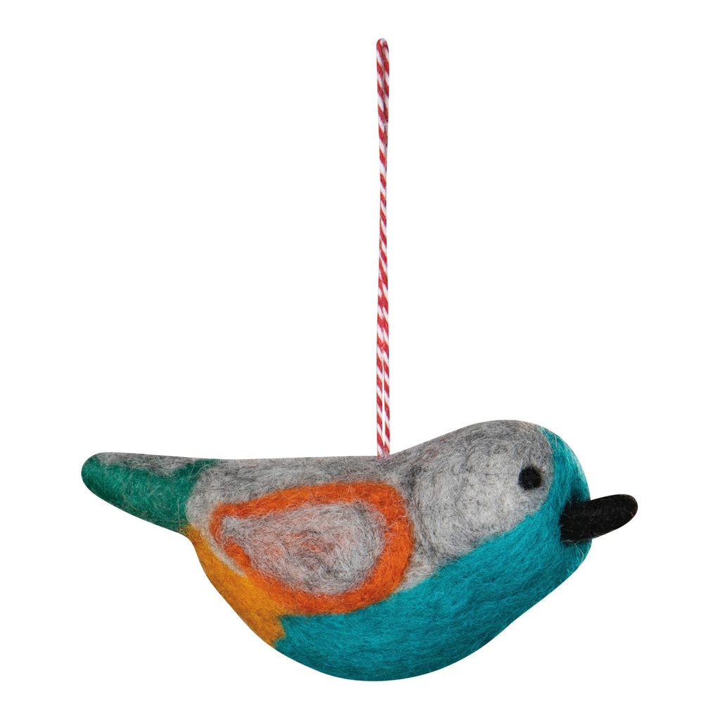 Blue Ornament Felt Bird.