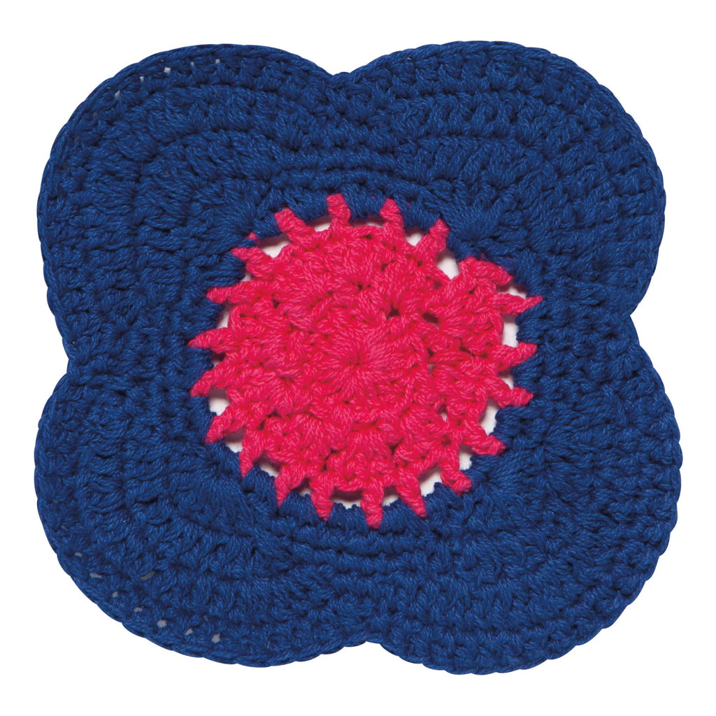 Blue Poppy Crochet Coaster.