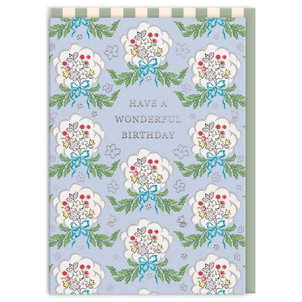 Blue Posy Wonderful Birthday Card.