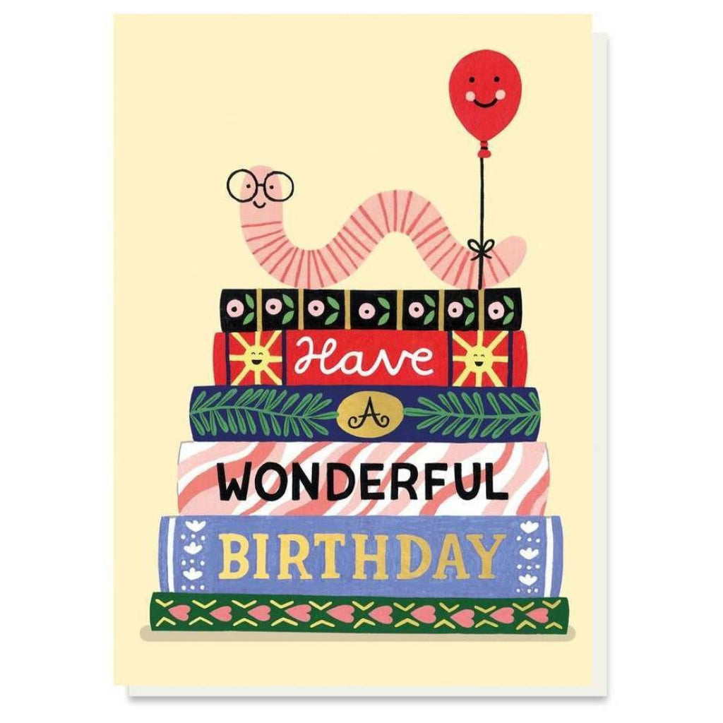 Book Worm Birthday Card.