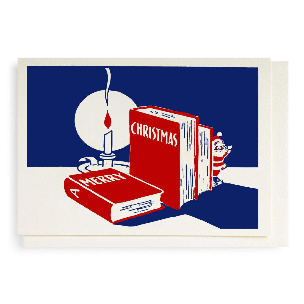 Books Merry Christmas Mini Letterpress Card.