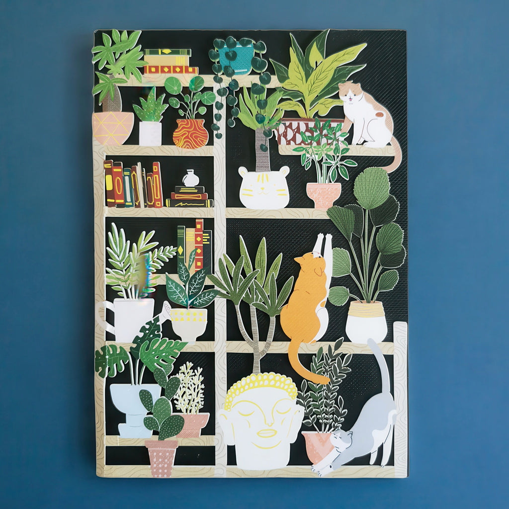 Bookshelf Cats Laser Cut Card.