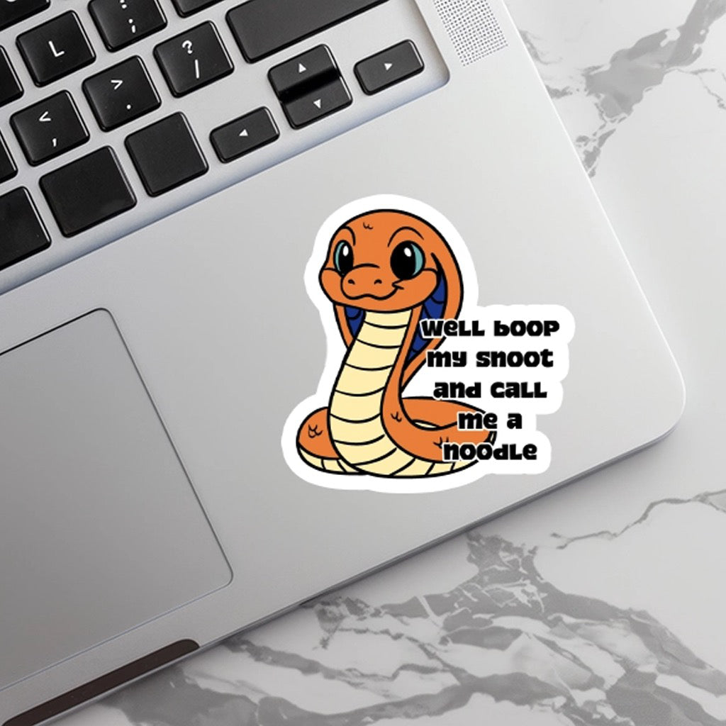 Boop My Snoot Sticker on computer.