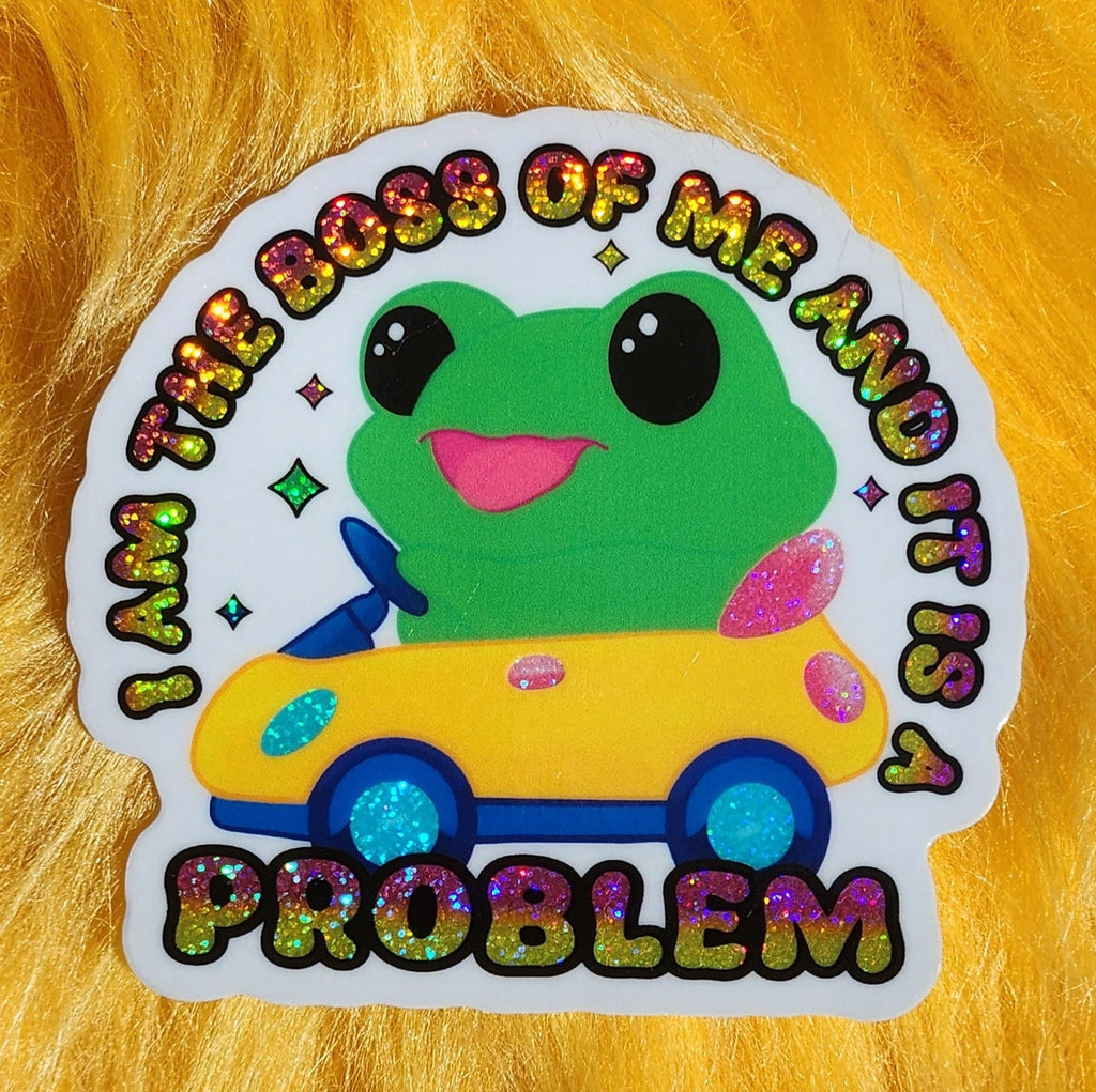 Boss Of Me Frog Glitter Sticker.