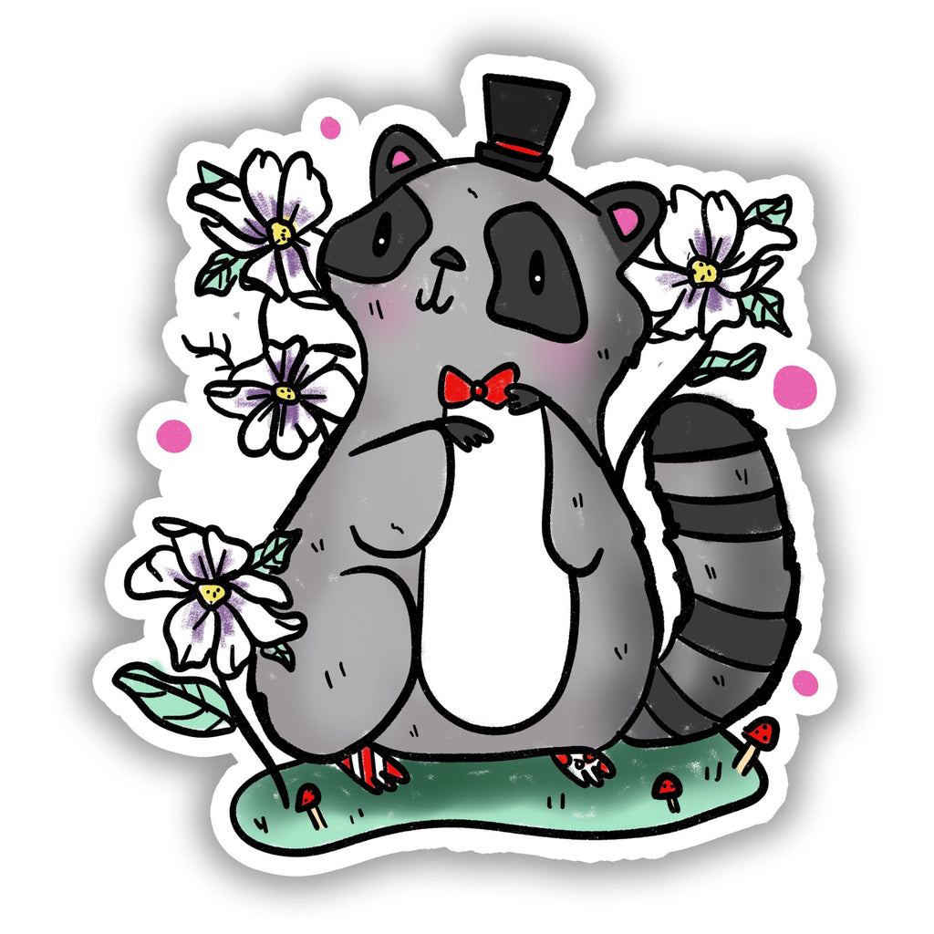 Bowtie Raccoon Sticker.