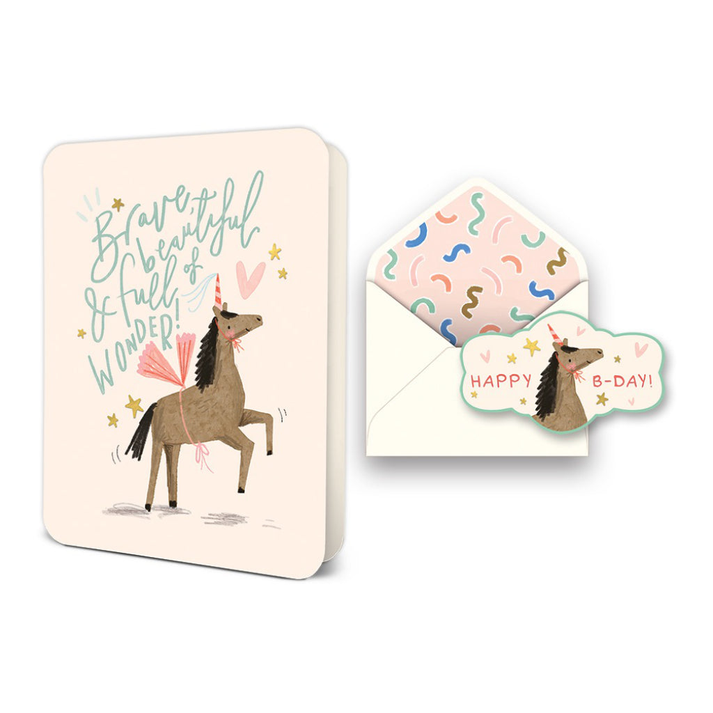 Brave And Beautiful Birthday Deluxe Greeting Card.