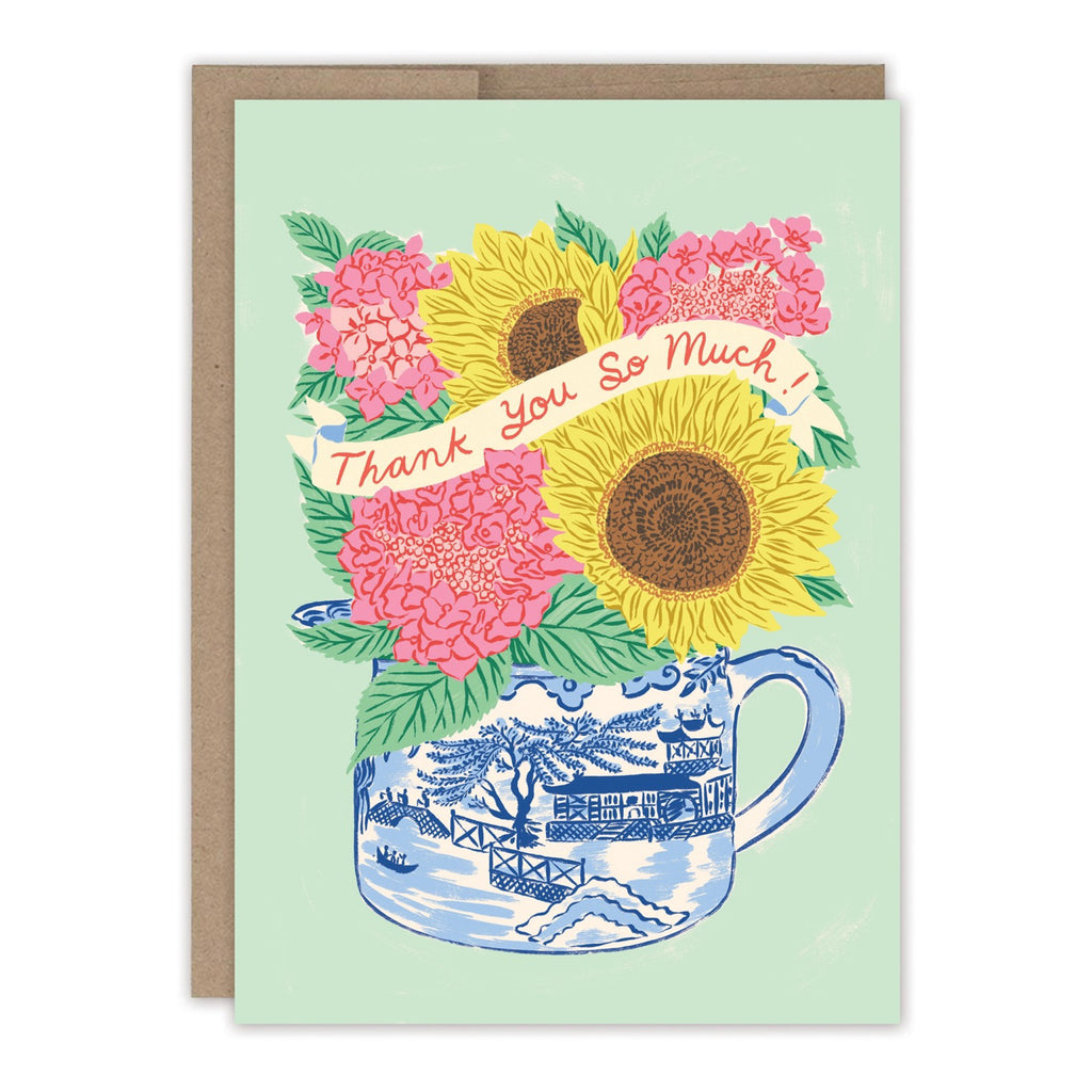 Bright Florals Vase Thank You Card.