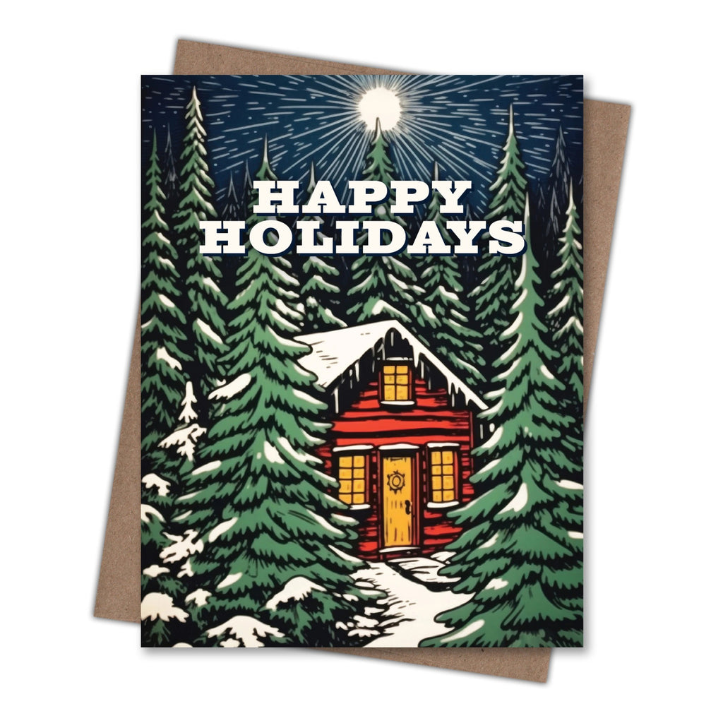 Bright Star Cabin Happy Holidays Card.