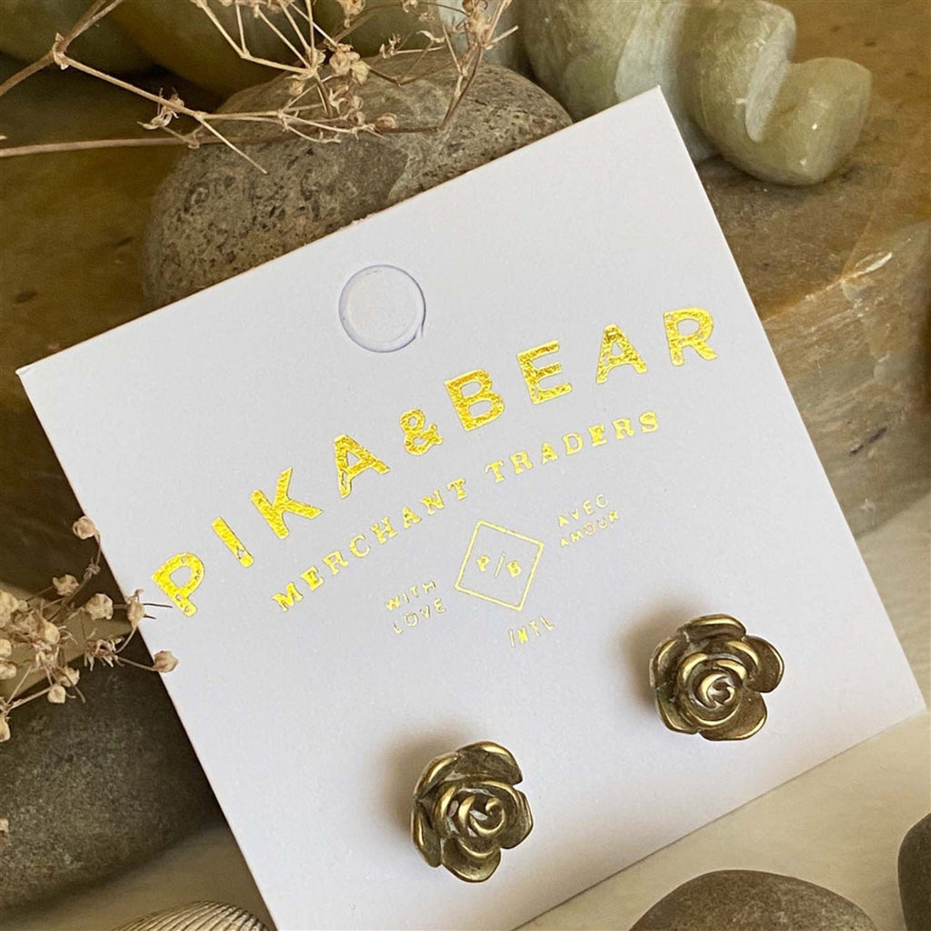 Bronze Rose Stud Earrings packaging.