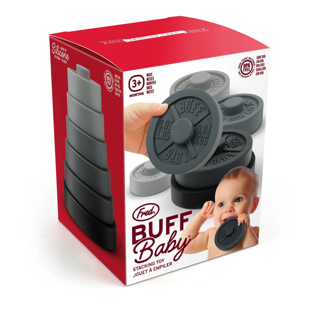 Buff Baby Weight Plate Stacker packaging.
