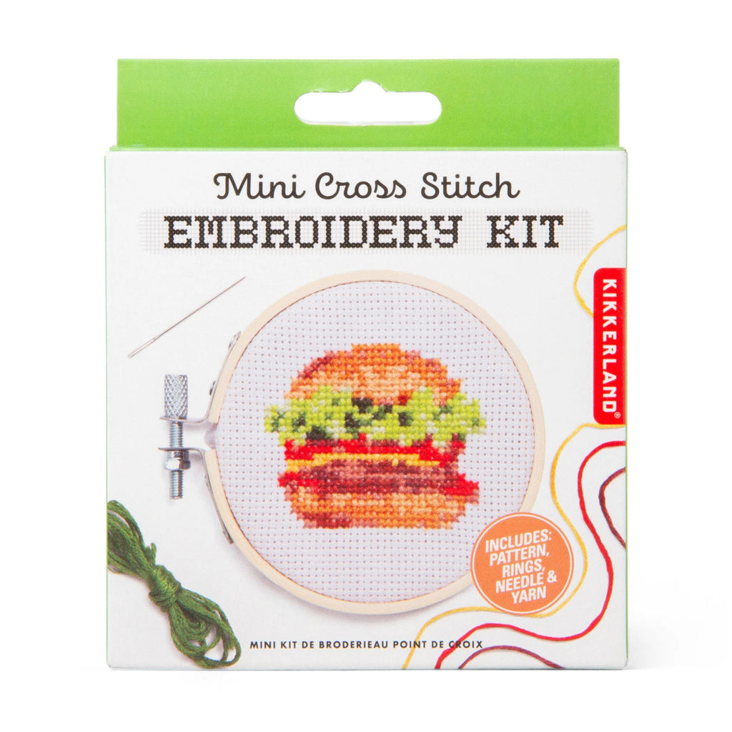 Burger Mini Cross Embroidery Kit packaging.