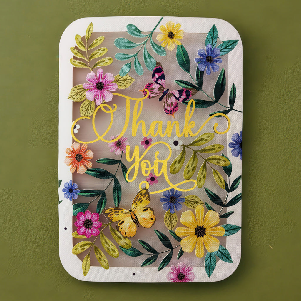 Butterflies Thank You Laser Cut Card.