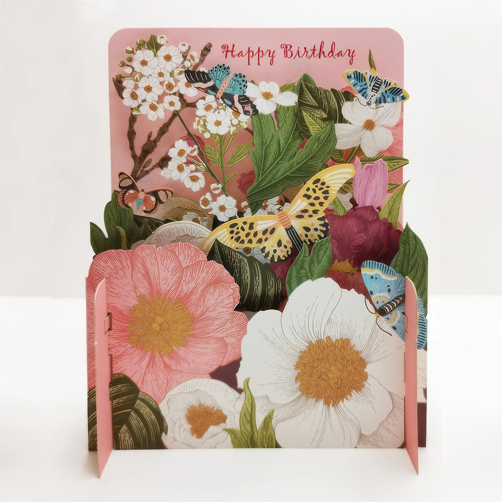 Butterfly Floral Birthday Pop Up Card.