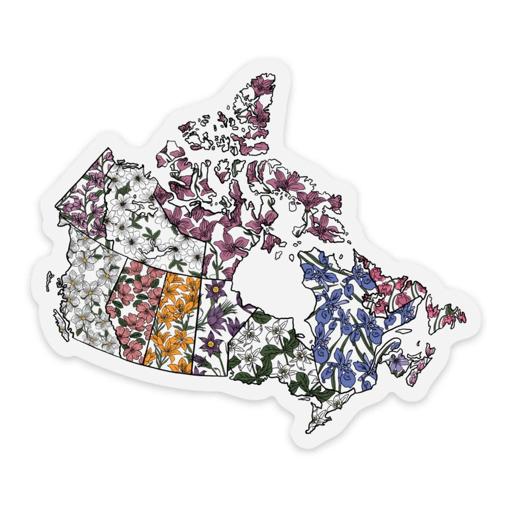 Canada Map Floral Clear Sticker.