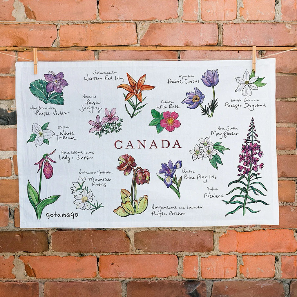 Canada Provincial Flowers Organic Tea Towel.