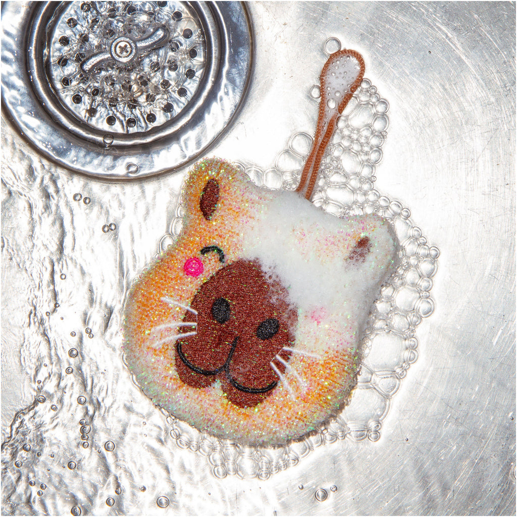 Capybara Scrub Sponge being used.