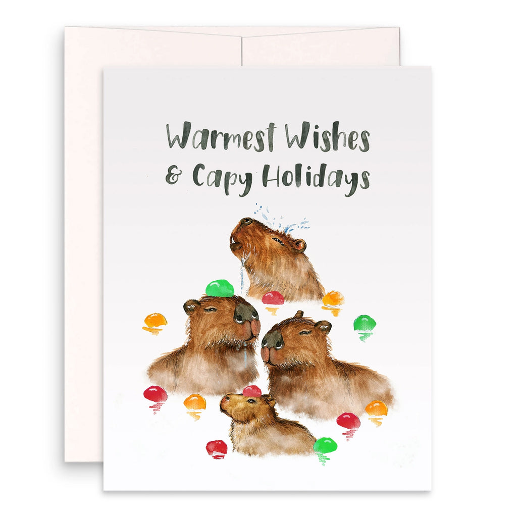 Capybara Warm Wishes Christmas Card.