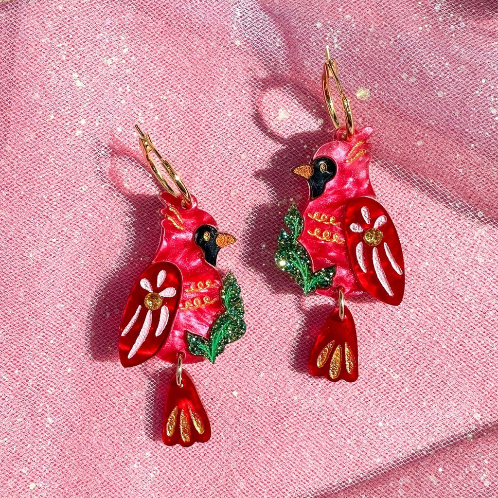 Cardinal Earrings.