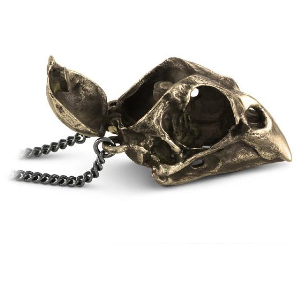 Cardinal Skull Locket Bronze open.