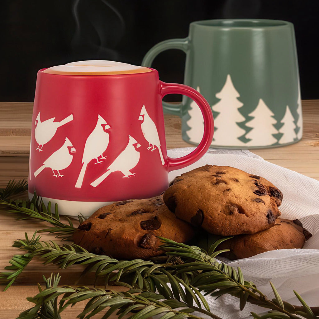 Cardinals Wide Base Mug on table.