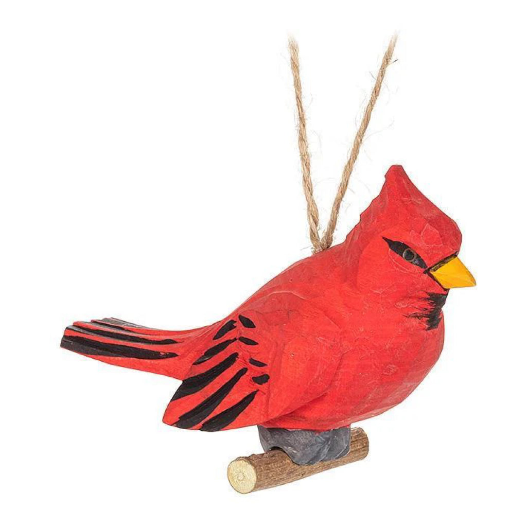 Carved Cardinal on Branch Ornament.