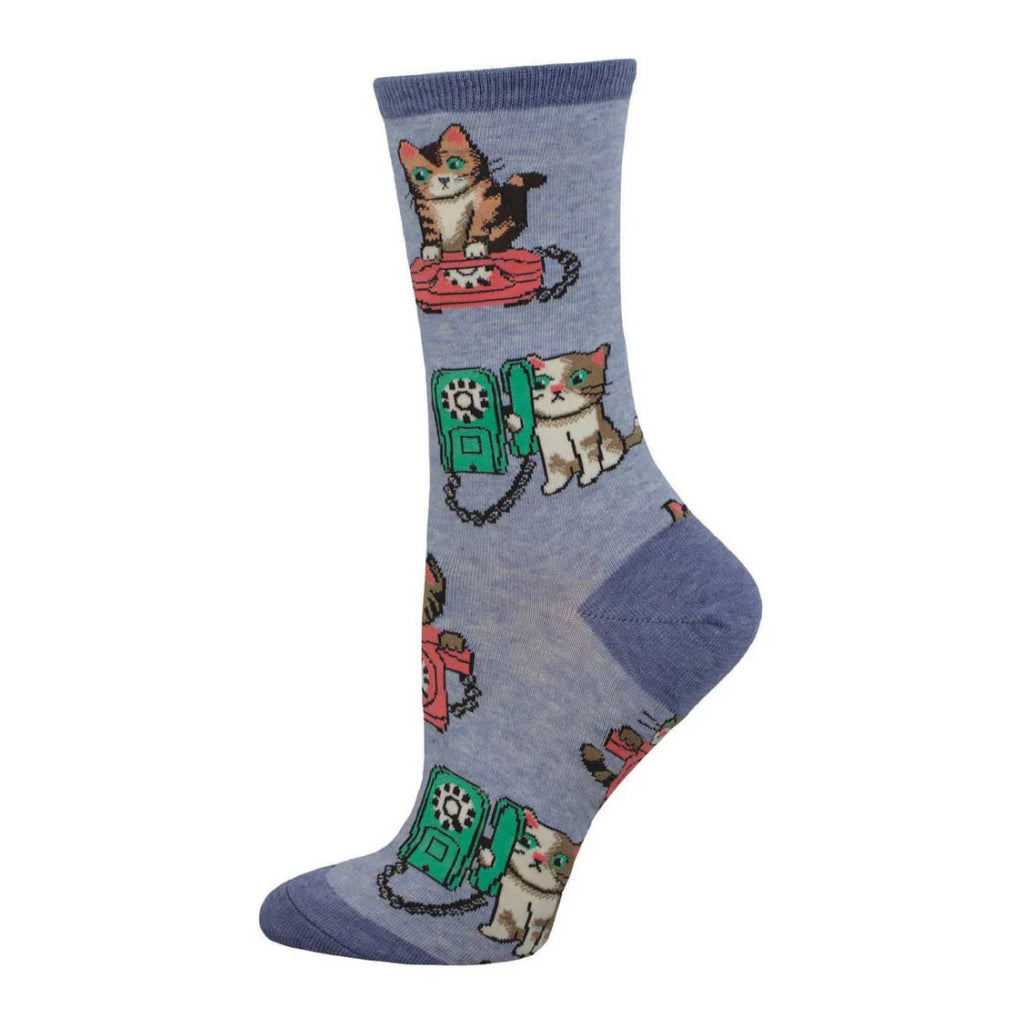 Cat Calls Socks Blue Heather.