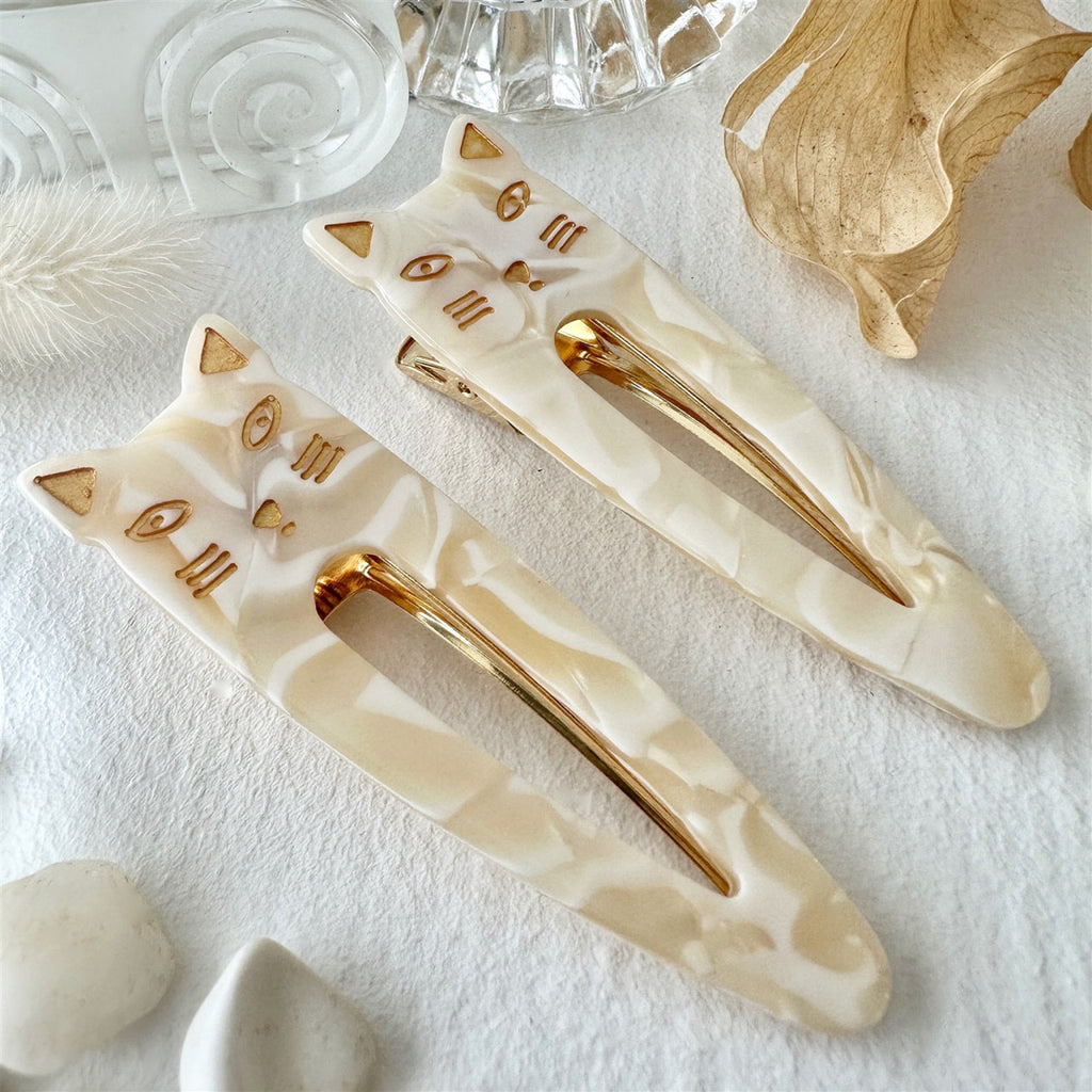 Cat Face Duckbill Hair Clips Pearl.