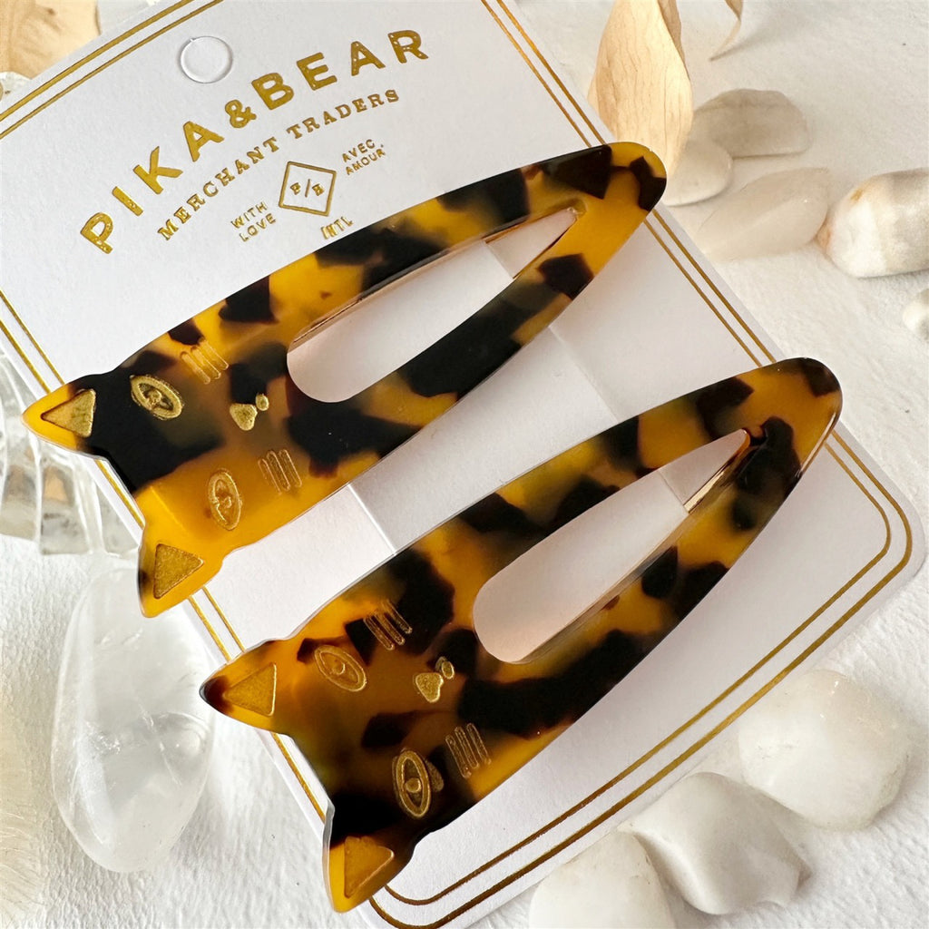 Cat Face Duckbill Hair Clips Tortoise packaging.