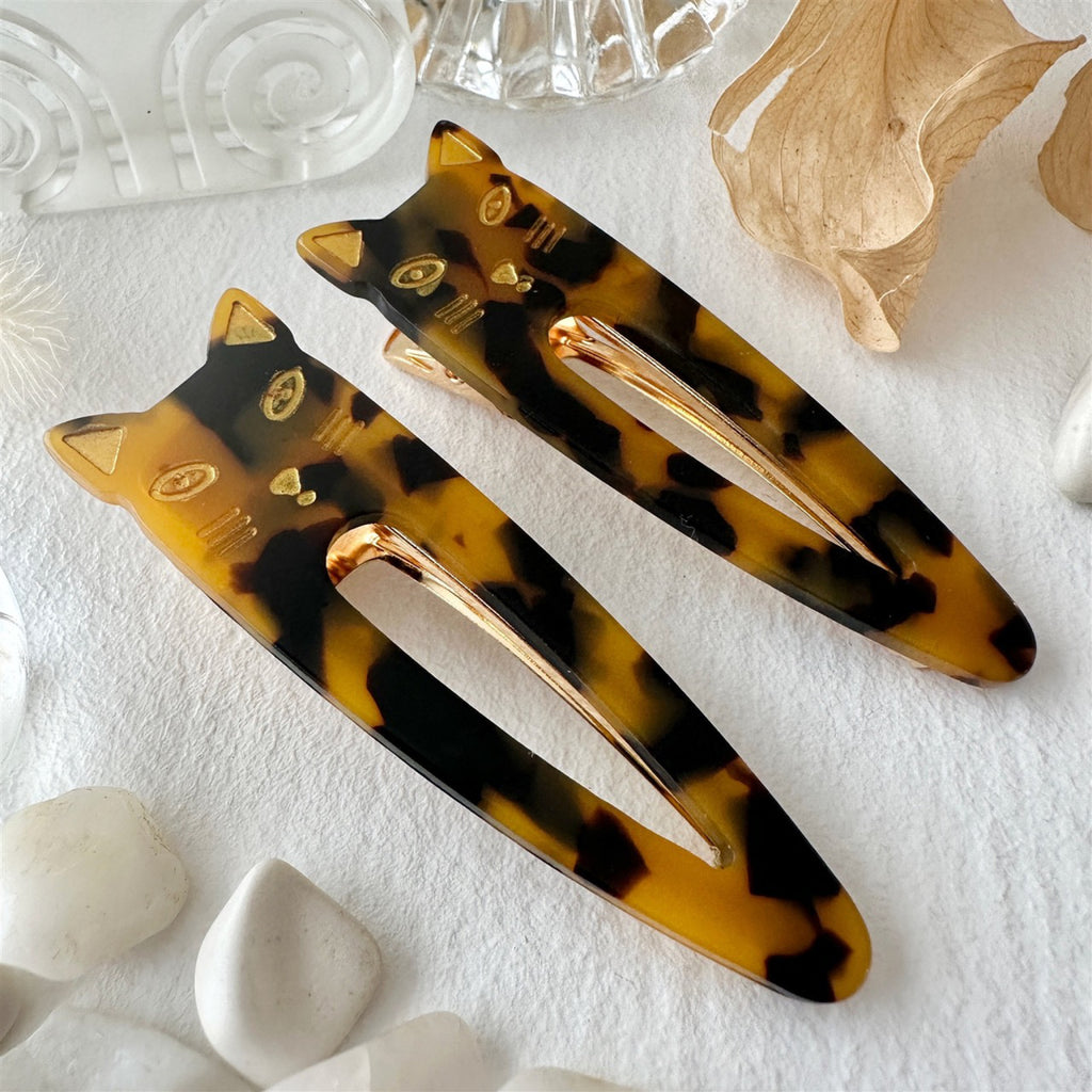 Cat Face Duckbill Hair Clips Tortoise.