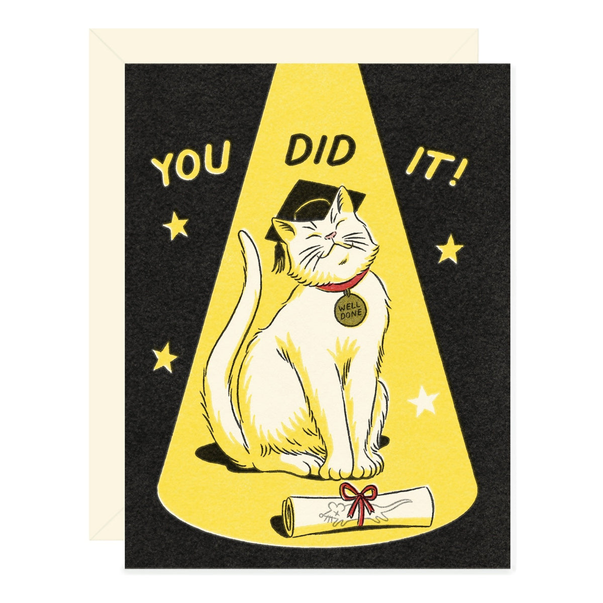 Cat In Spotlight Graduation Card | Wallflower Paper & Party – Outer Layer
