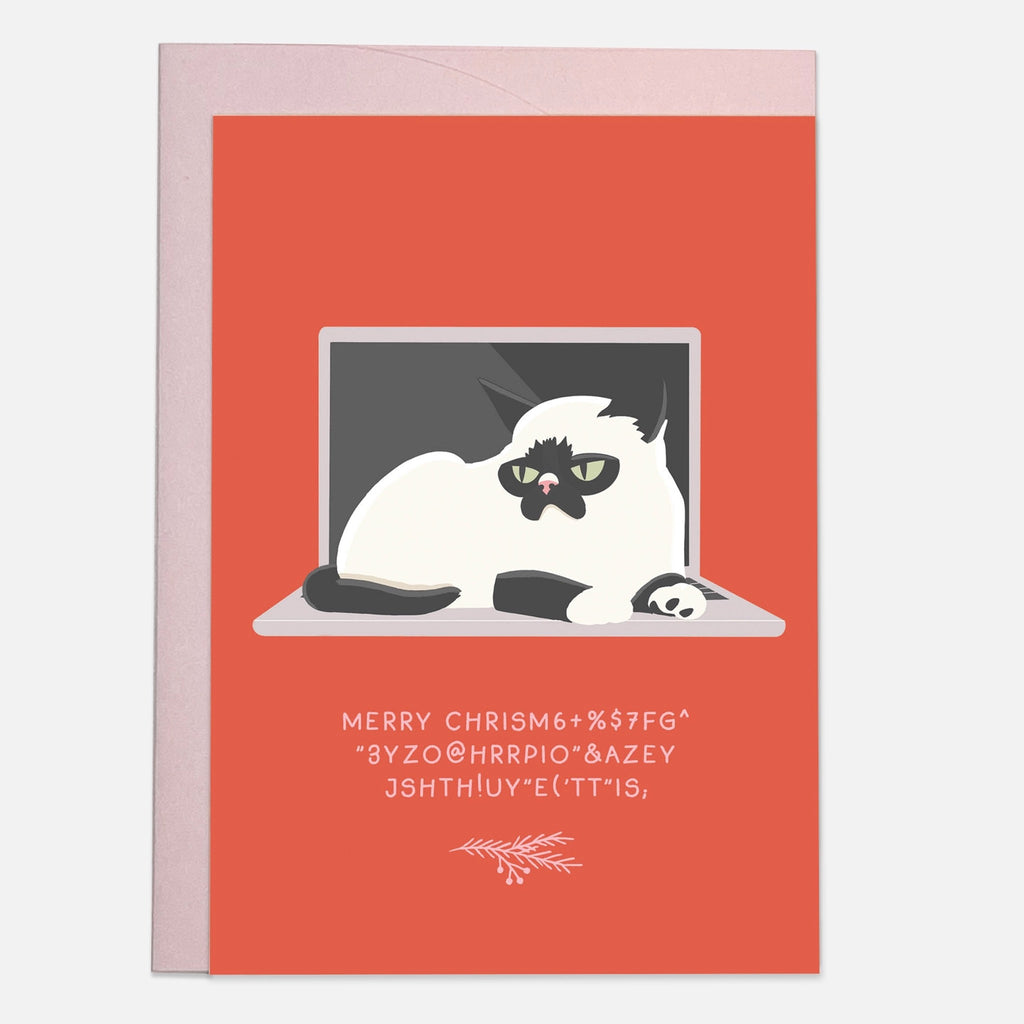 Cat Laptop Christmas Card.