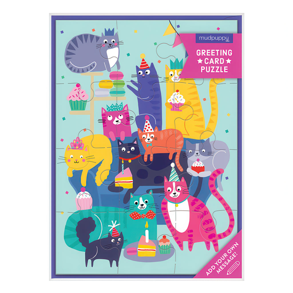 Cat Party Greeting Card Puzzle.