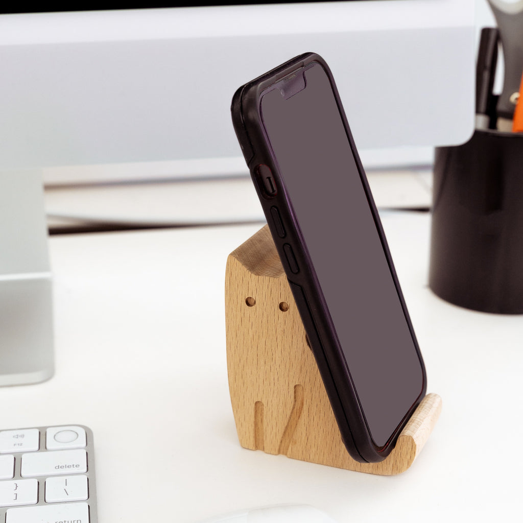 Cat Phone Stand on table.