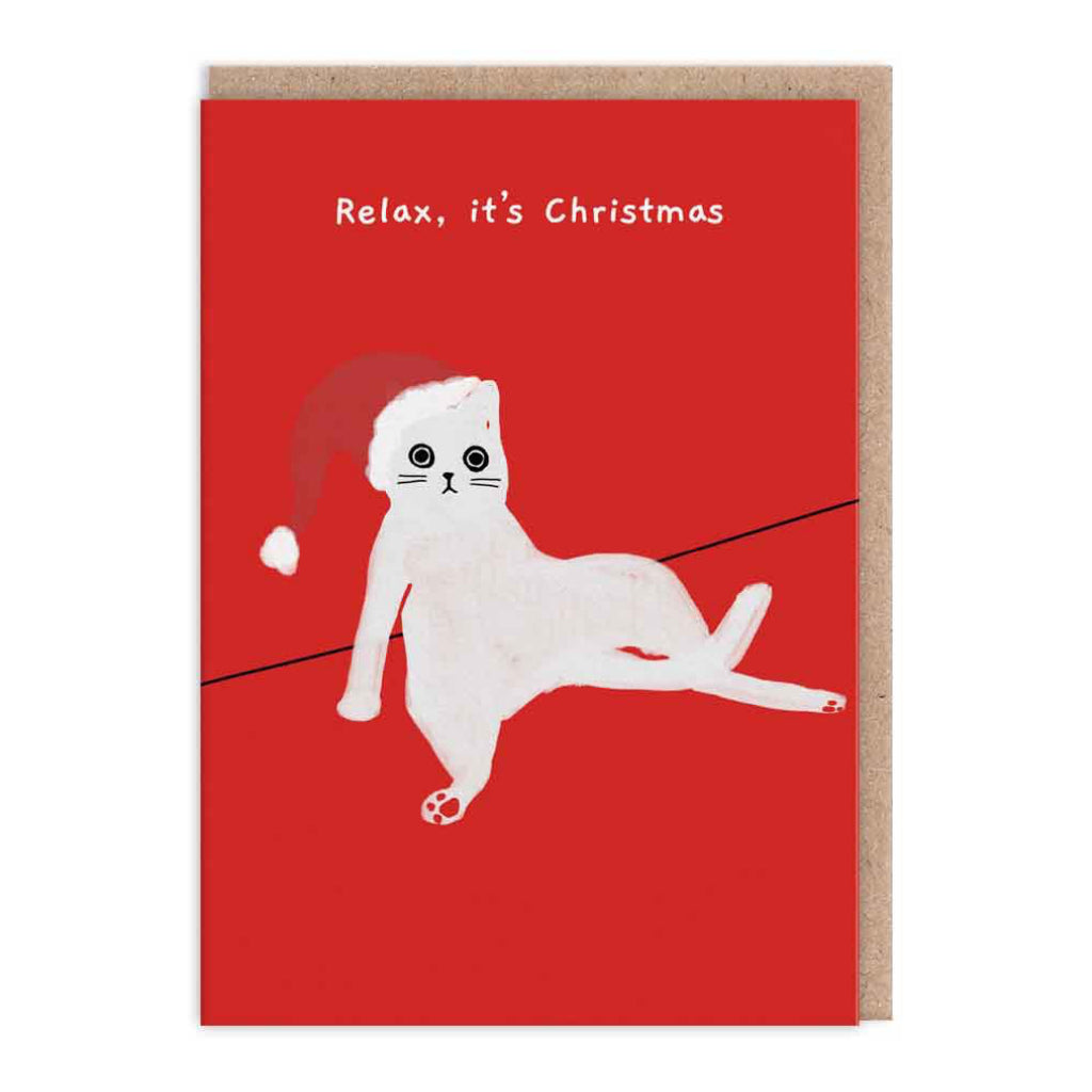 Cat Relax It's Christmas Card.