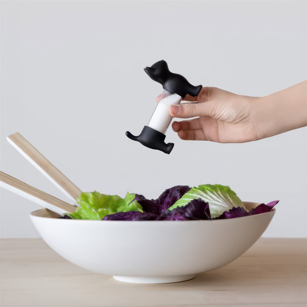 Cat Toothpick Holder / Salt & Pepper Shaker being used.