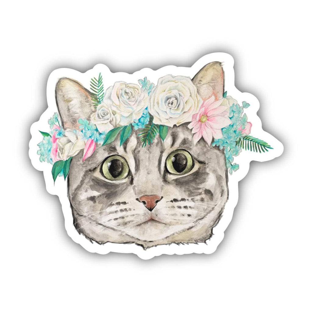 Cat With Flower Crown Sticker.