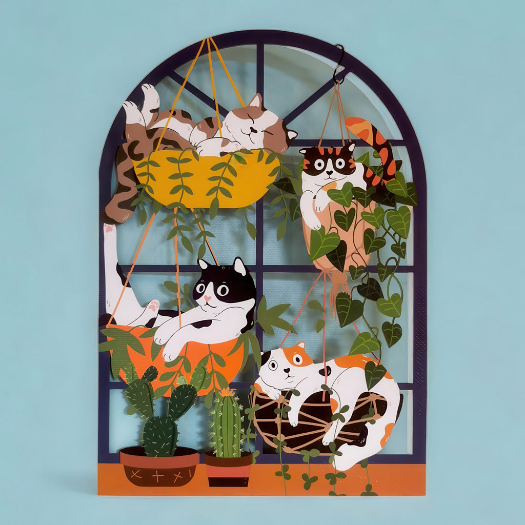 Cats And Plants Laser Cut Card.