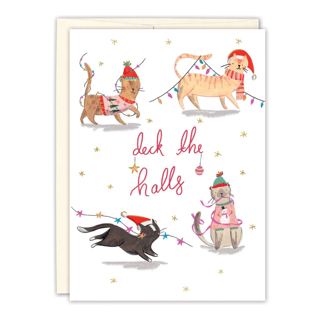 Cats Deck The Halls Holiday Card.
