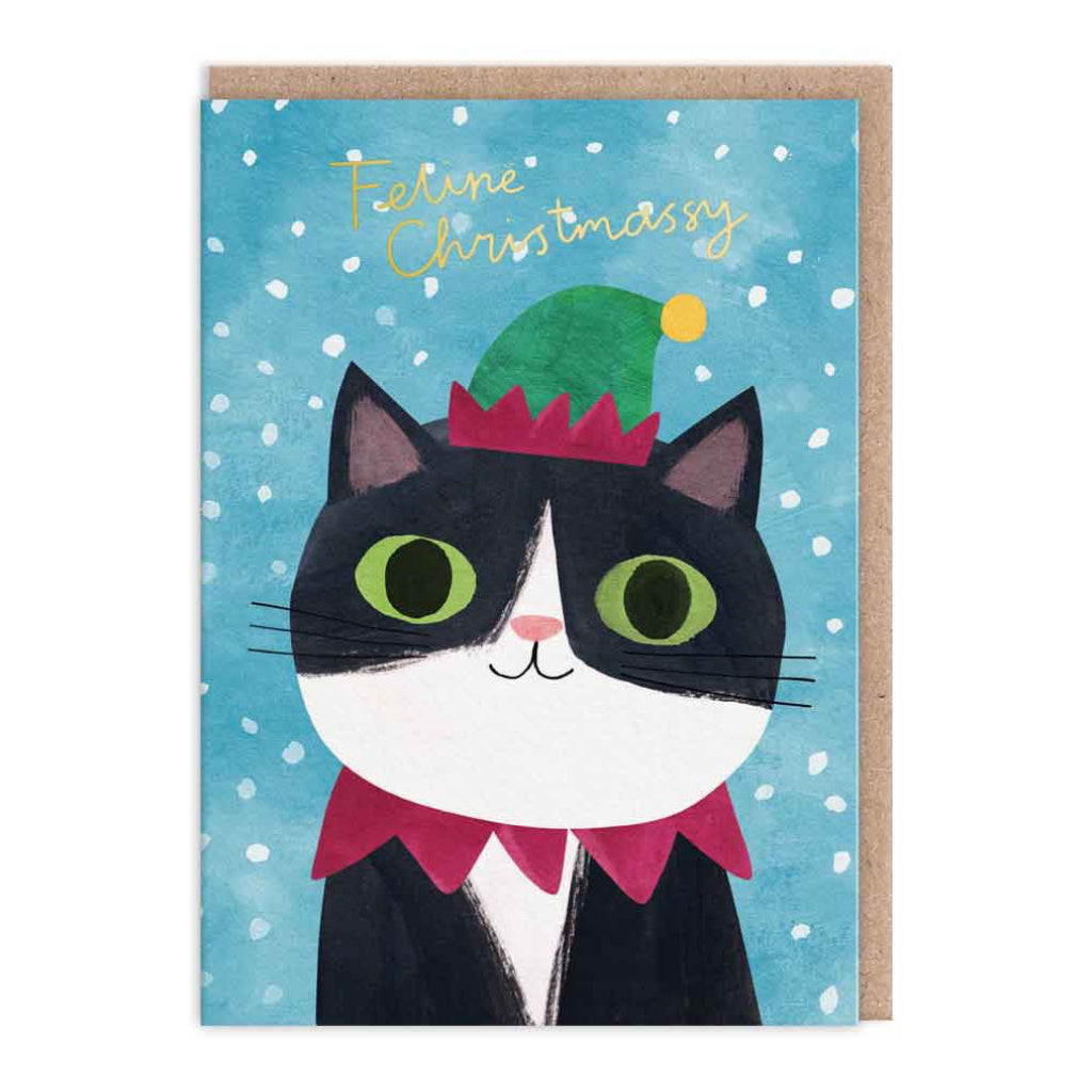 Cats in Hats Christmas Card 1.