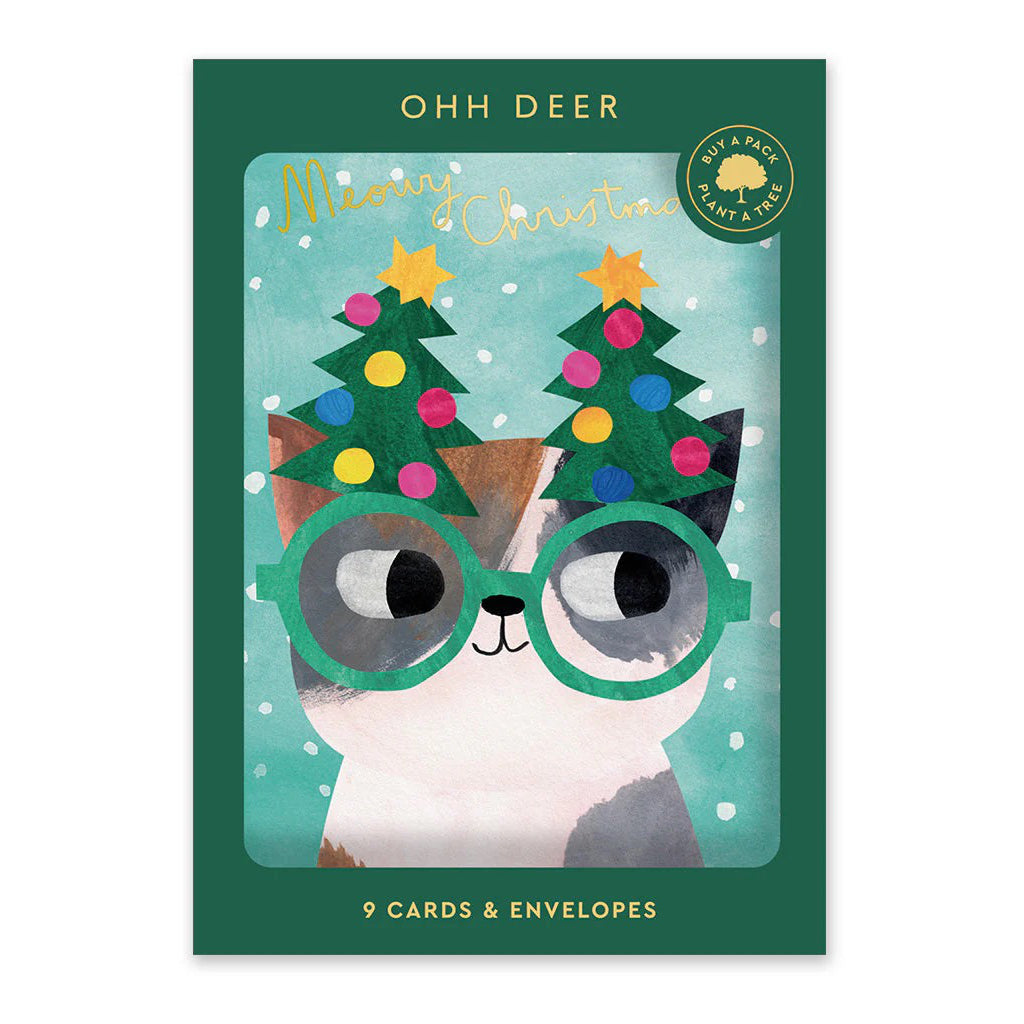 Cats in Hats Christmas Card Set.