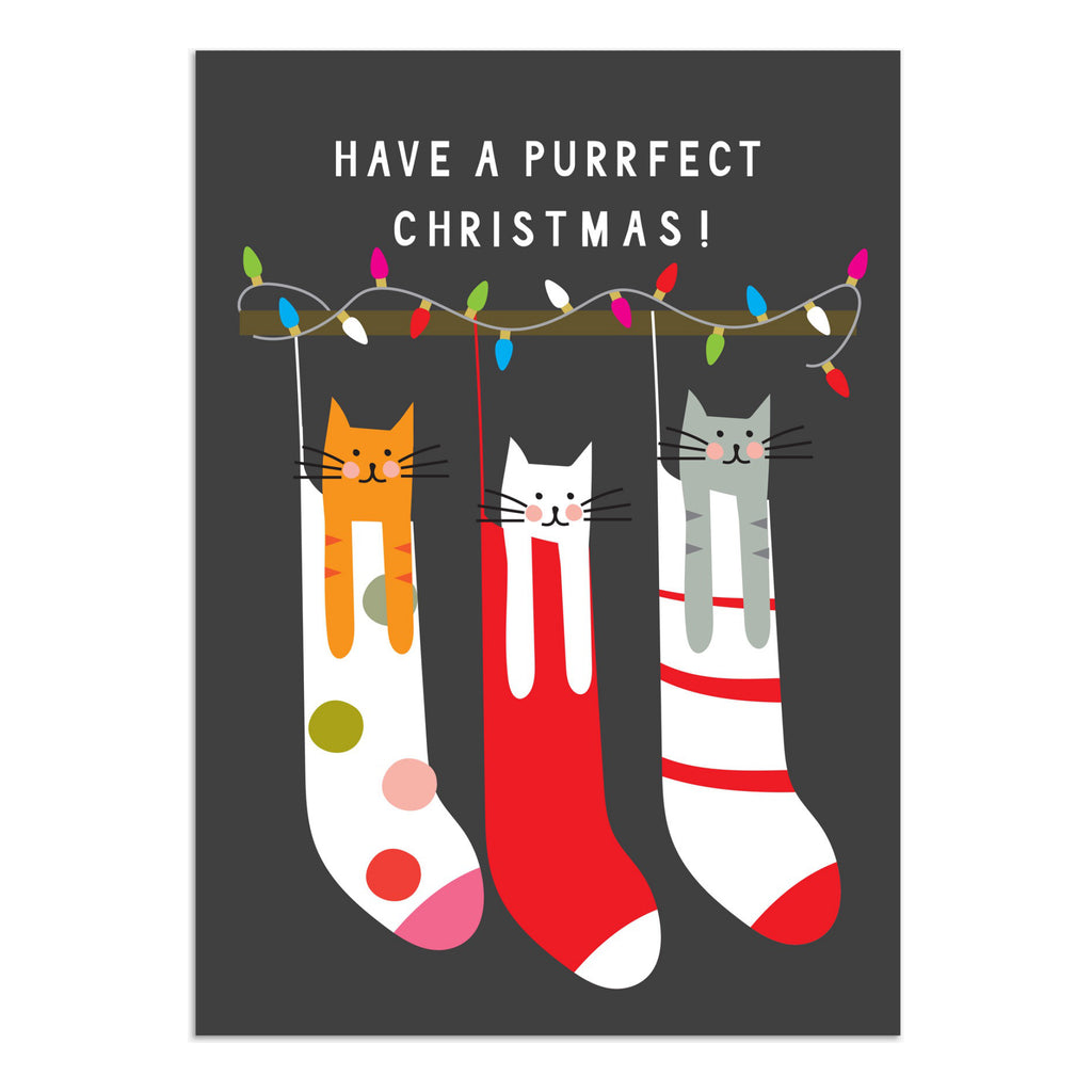 Cats In Stockings Purrfect Christmas Pack Of Cards.