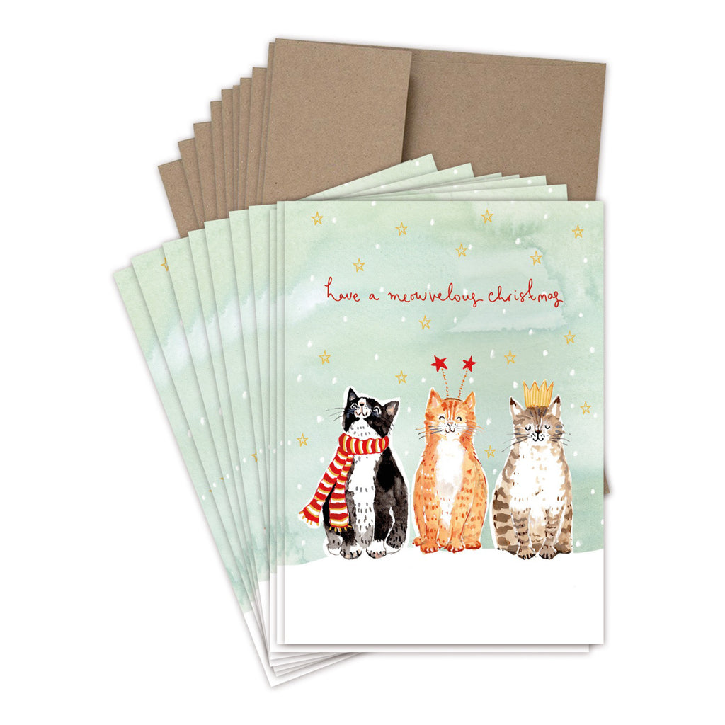 Cats Meowvelous Christmas Boxed Cards contents.