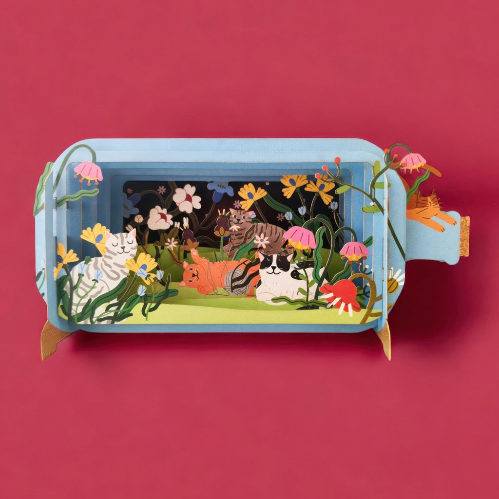 Cats Message In A Bottle Card .