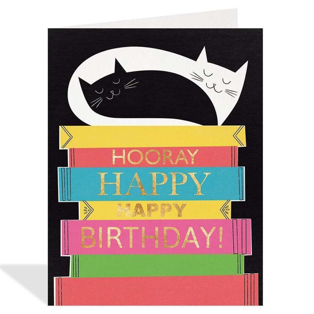 Cats On Books Birthday Card.